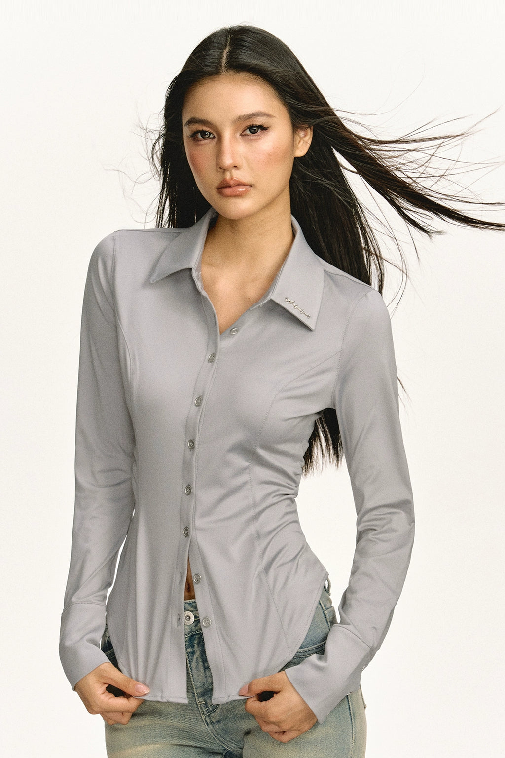 Ariseism Vintage Satin Long Sleeve Shirt