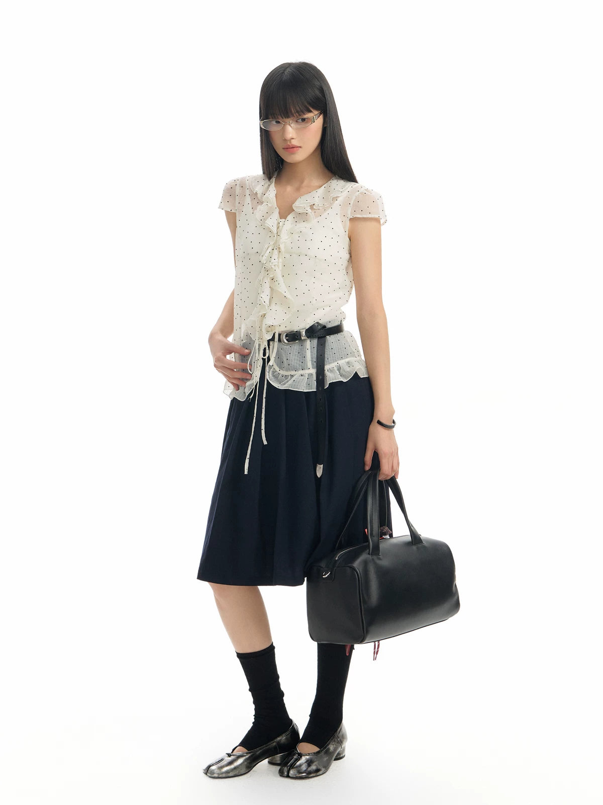 TGNS Ruffle Edge Slim-fitting Shirt