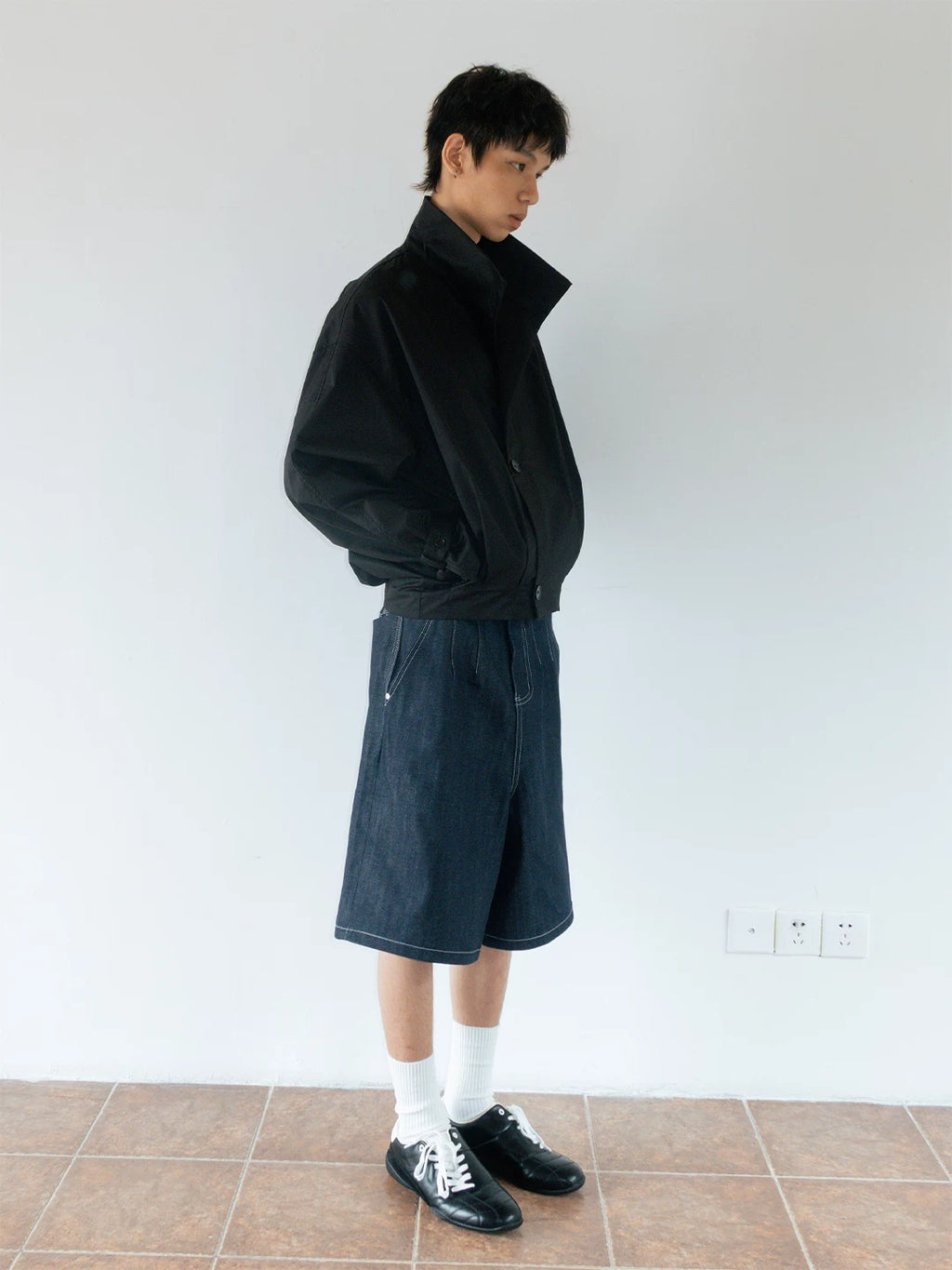 FUNKYFUN Vintage Lapel Waist Pleated Jacket