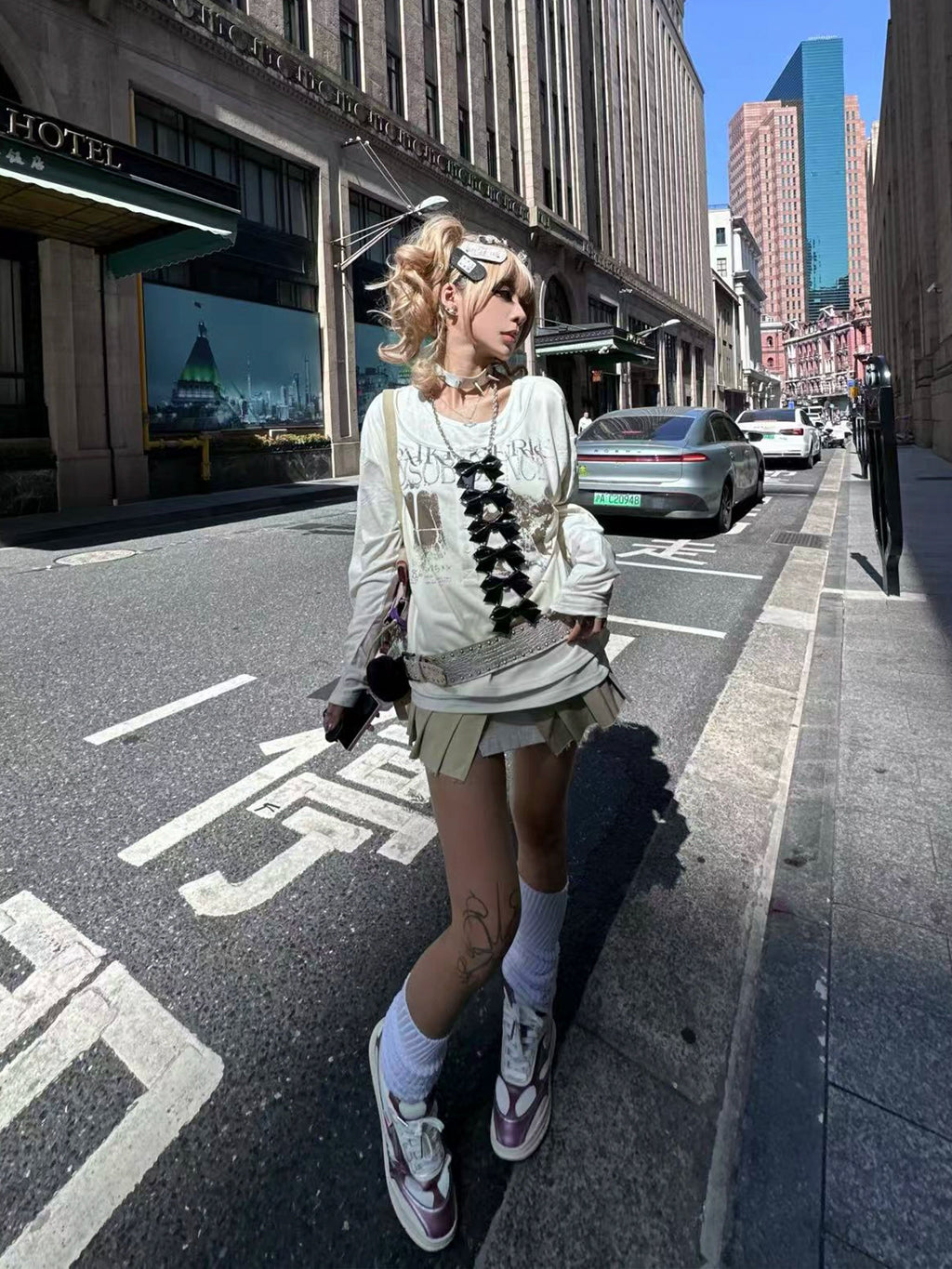 PAIKI Micro-transparent Snowflake Cotton Henry Collar Fake Two-piece Scimitar Long Sleeve