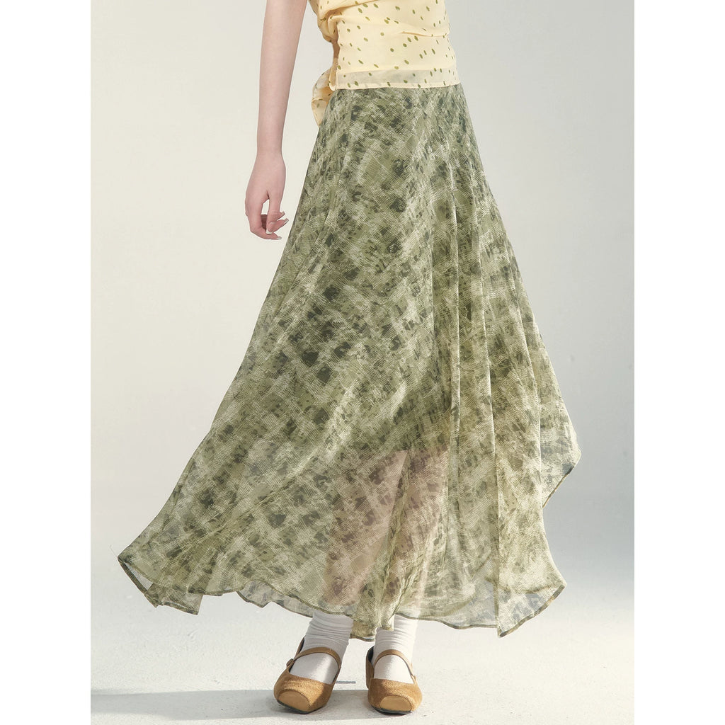 Wildberry Green Checkered French Skirt