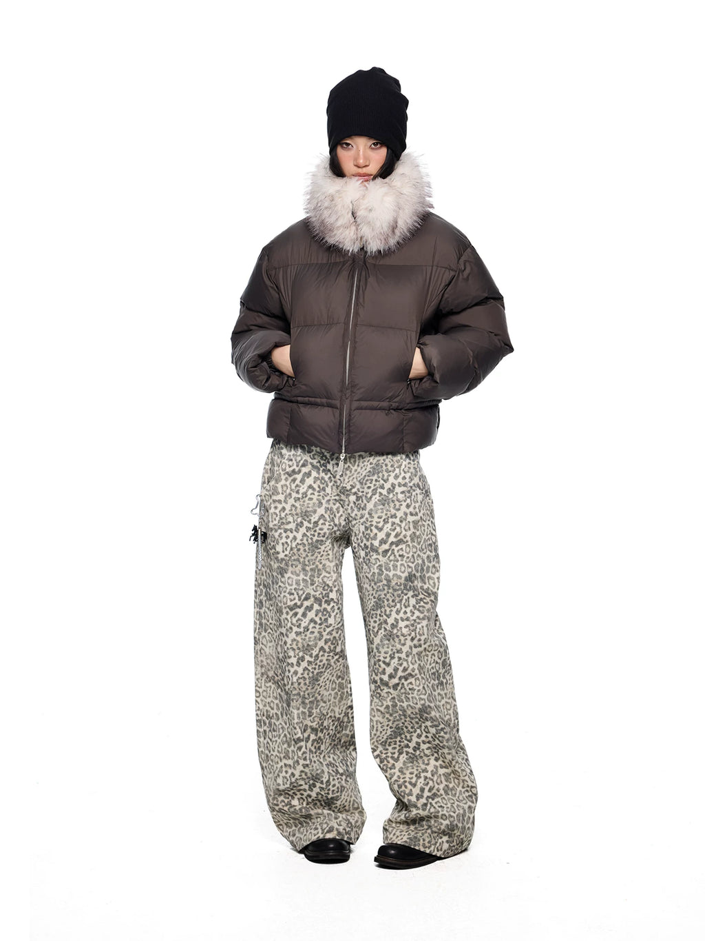 EZEK Retro Leopard Print Casual Loose Wide-leg Pants