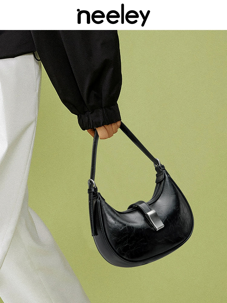 Neeley Niche French Leather Underarm Bag Saddle Bag