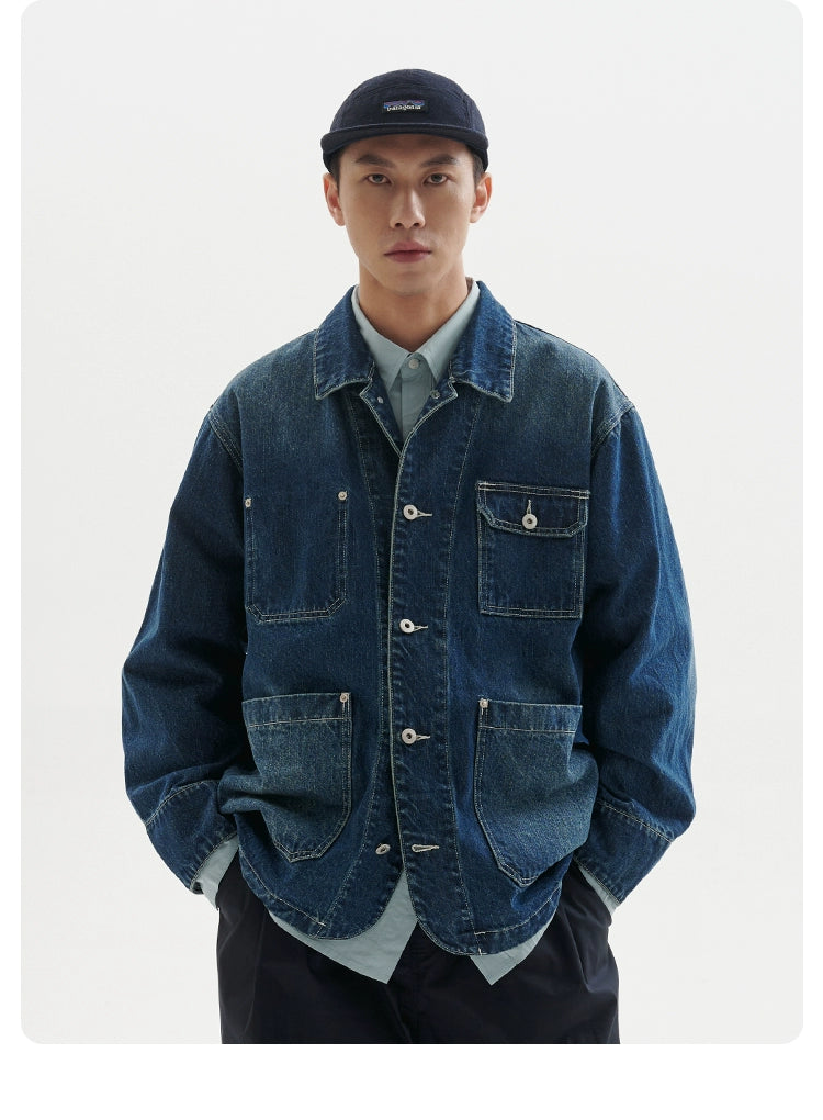 BUTTBILL 12.5 oz Washed Old Denim Commuter Jacket