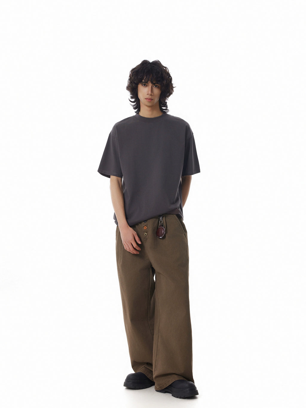 "Clearance"BTSG Niche Color Breasted Design Wide-leg Slacks