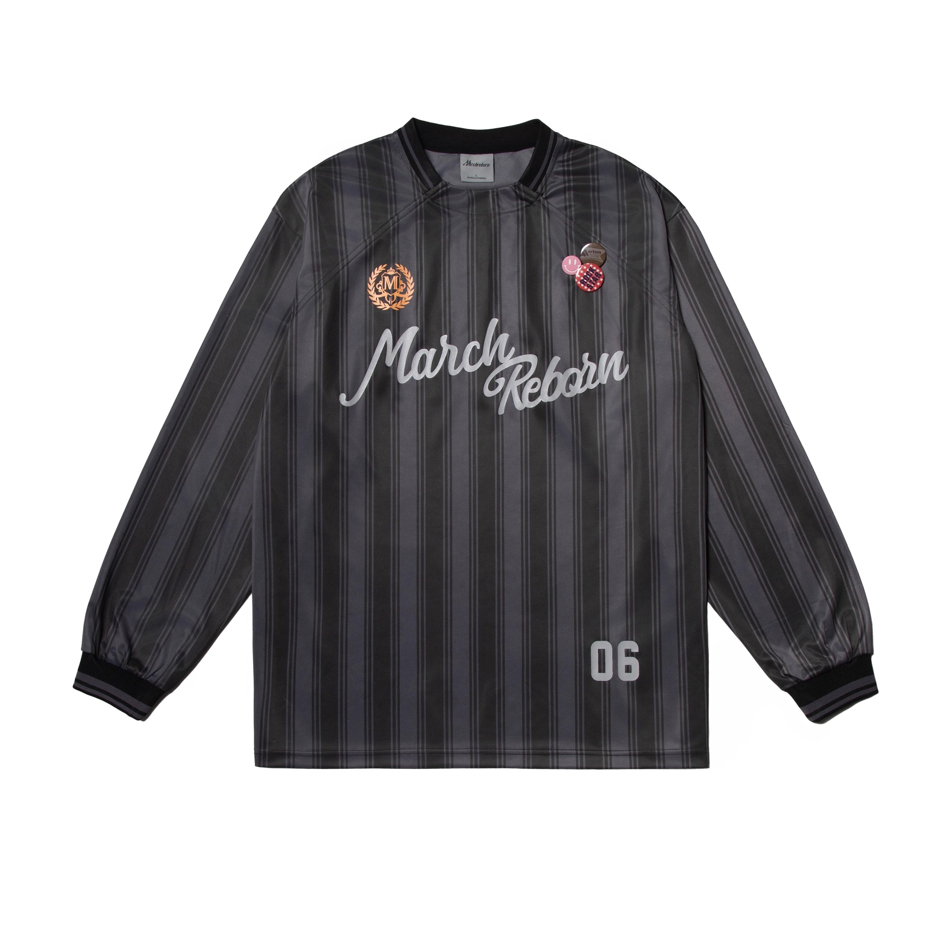 March Vintage Striped Football Style Print Long Sleeve