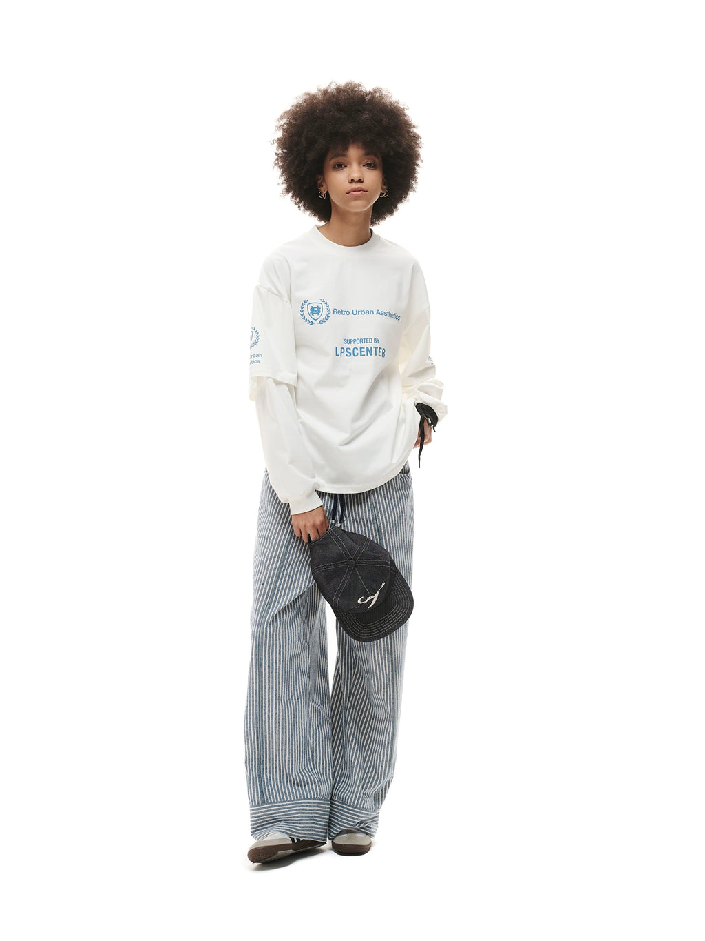Loopsoon Fake Two-piece Creative Print Design Long Sleeve