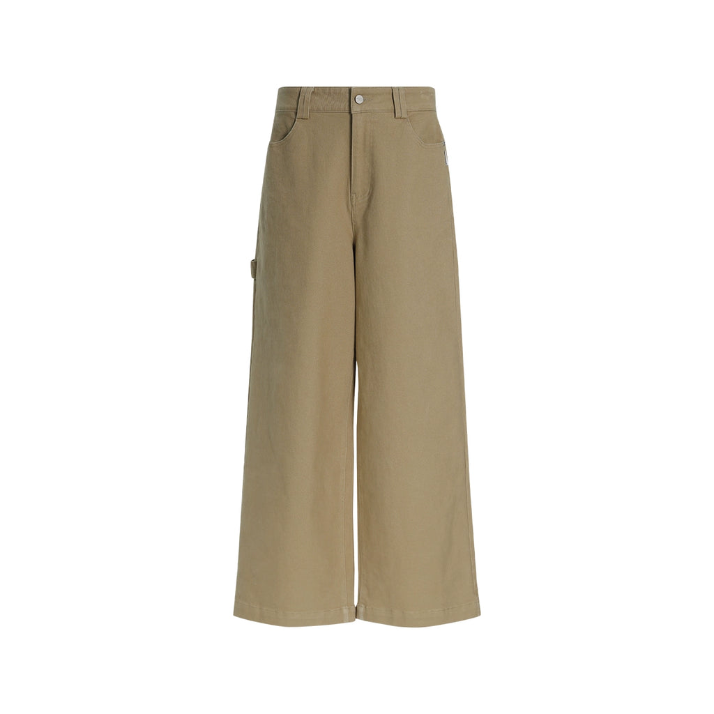 FUNKYFUN Mid-waist Khaki Straight-leg Pants