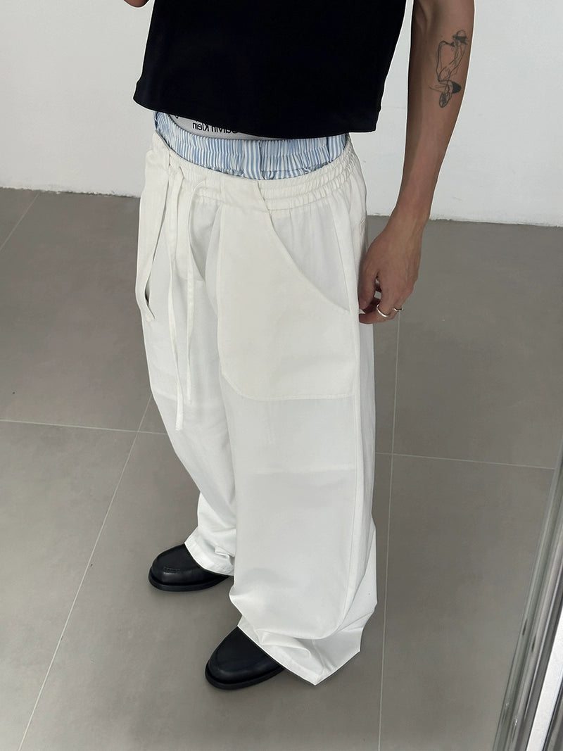 COLN Drawstring Special Pocket Design Casual Pants