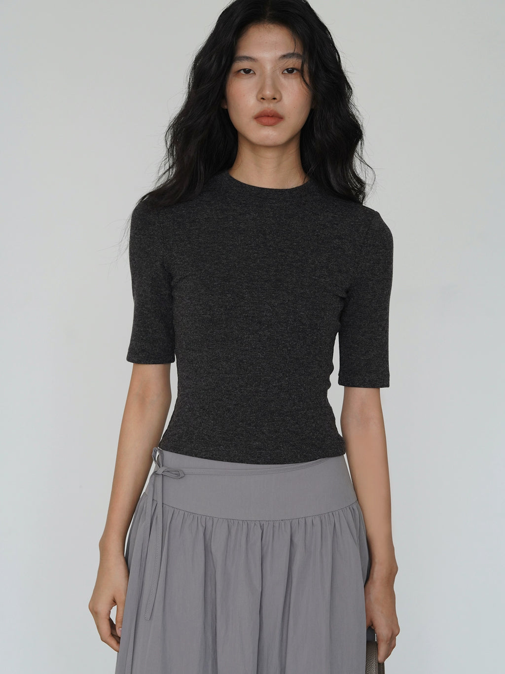 EIGHTHMONTH Slim Fit Medium Sleeve Knitted Simple Tee