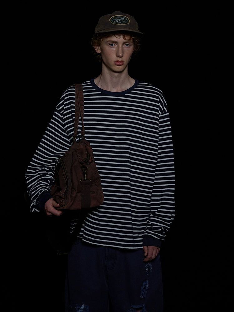 PARTIMENTO Korean Version Trendy Versatile Classic Striped Long Sleeves