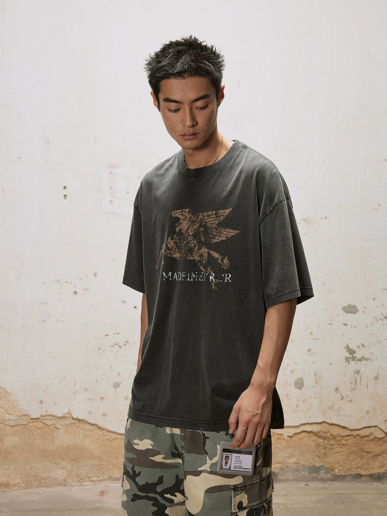 Madeinerror Retro Do Old Leaven Wash Print Tee