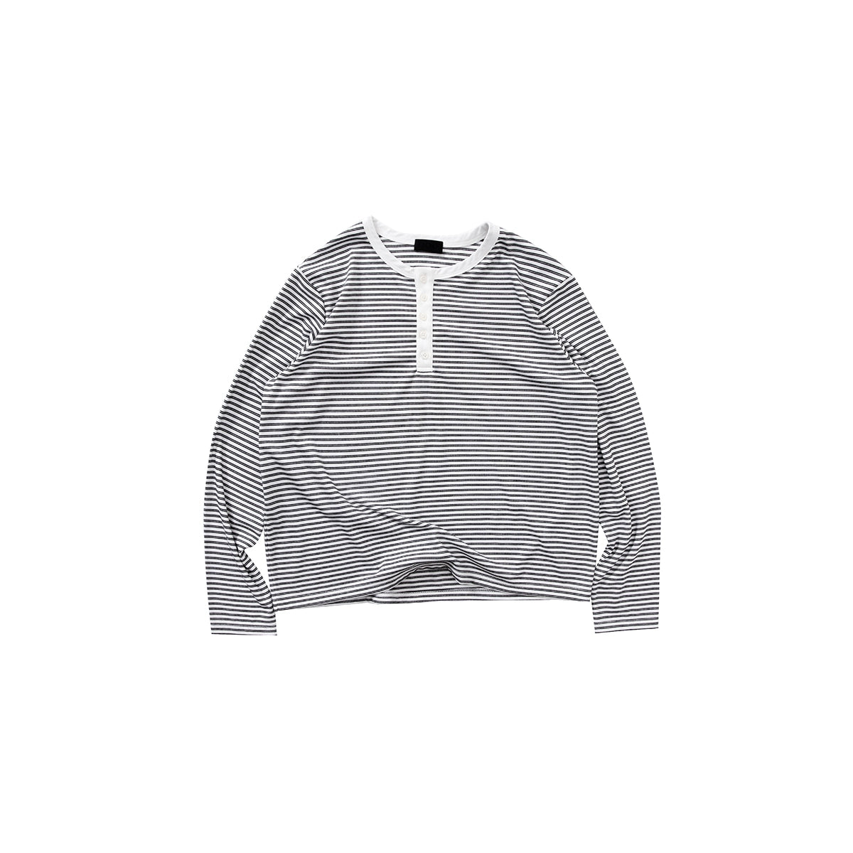 PLUS NO LOGO Casual Retro Crew Neck Striped Long Sleeve