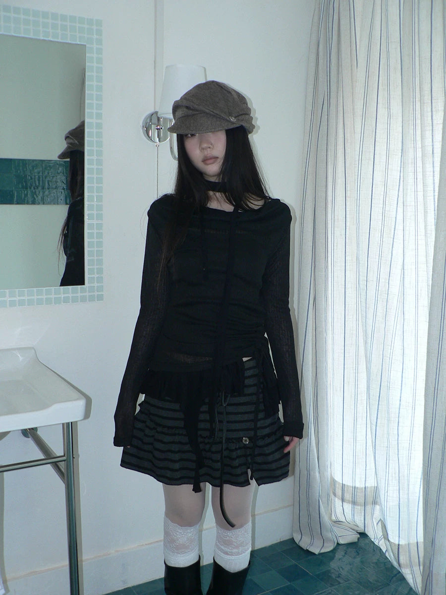 Ang: Project Stacked Lotus Leaf Edge Swing Collar Long Sleeve