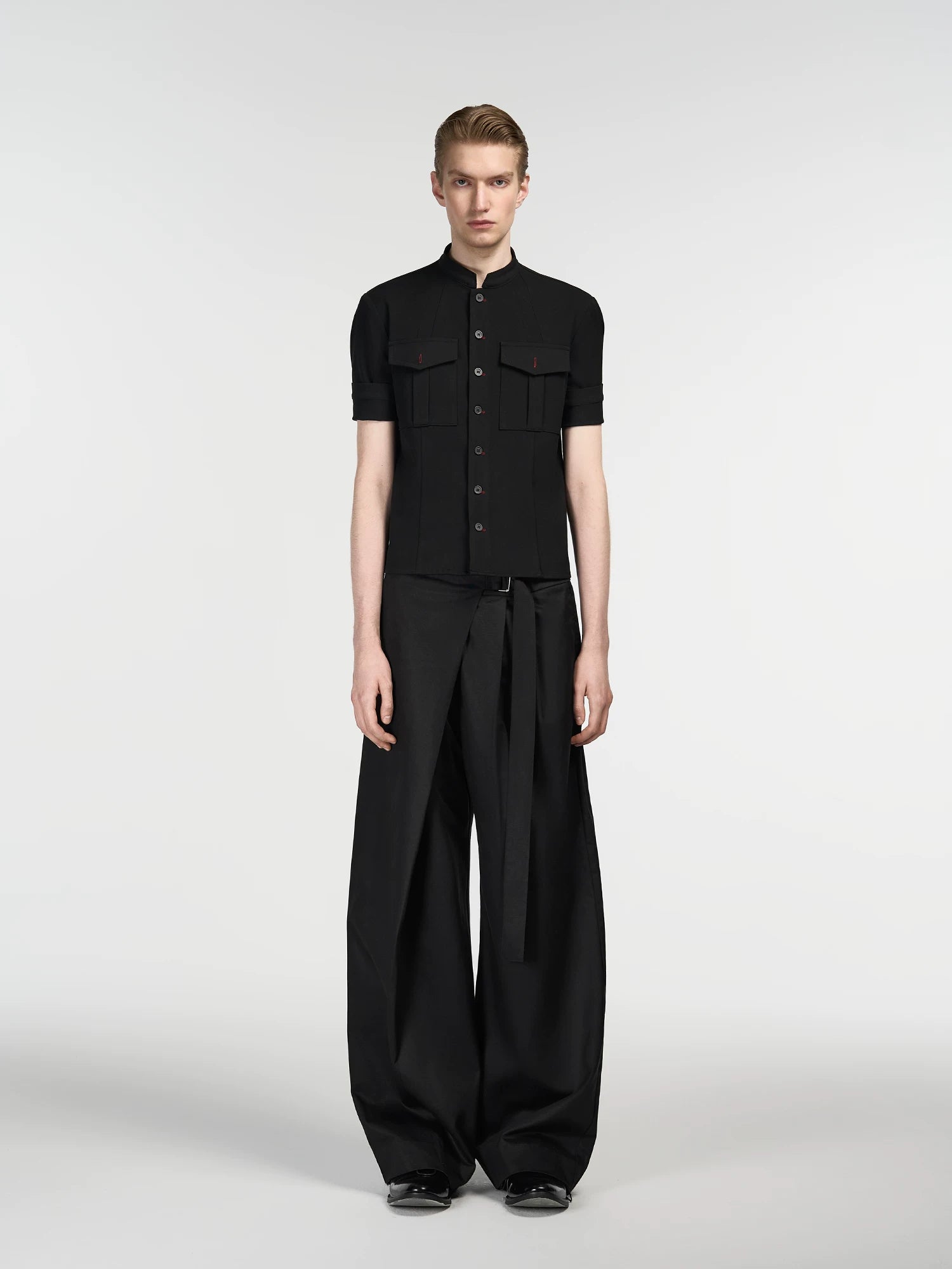 Slight Vogue Single Pleated Adjustable Waist Straight Pants