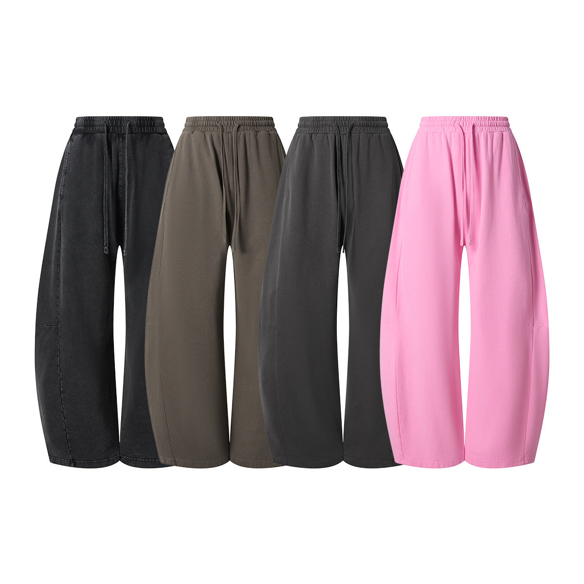 BE Vintage Loose Patchwork Straight Drawstring Wide-leg Pants