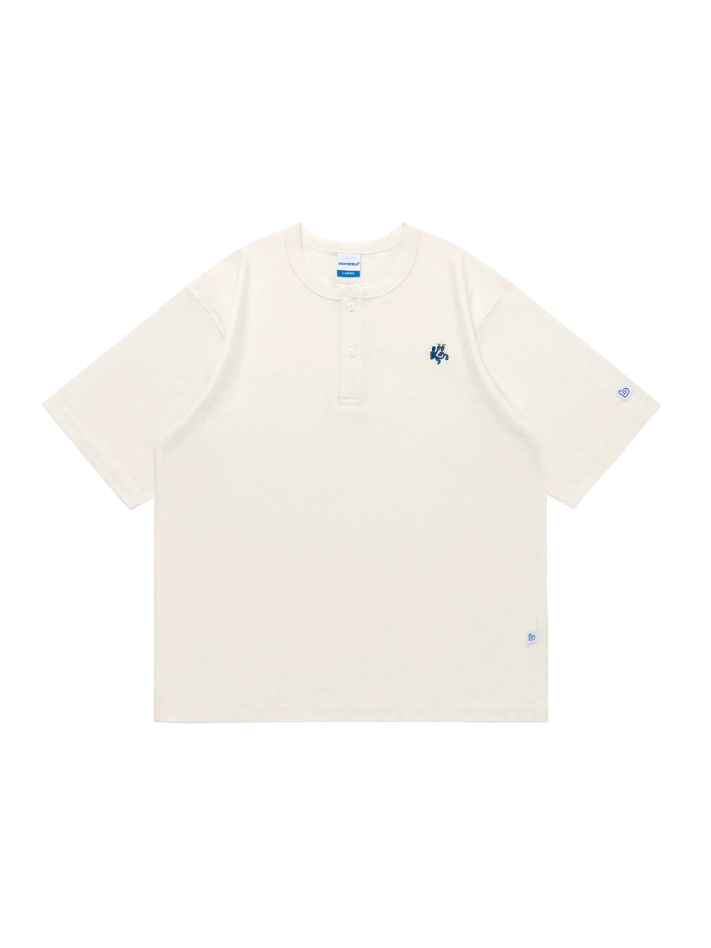 BENT IDEA Embroidery Simple Henry Collar Casual Tee