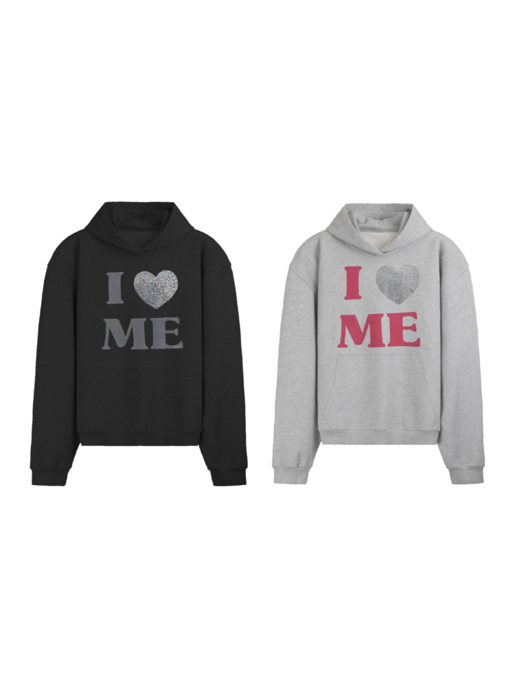KONOOT Love Hot Diamond Letter Foam Print Hooded Sweater