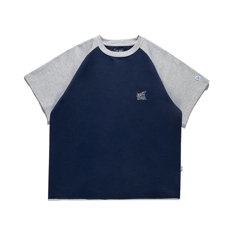 BENT IDEA Retro Color Matching Shoulder Casual Tee