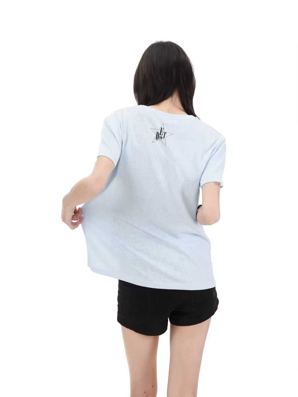 DETW Dark Pattern Five-star Destruction Slogan Front Shoulder Tee