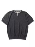 TERRAINCOGNITA V-neck Fake Two-piece Knitted Tee
