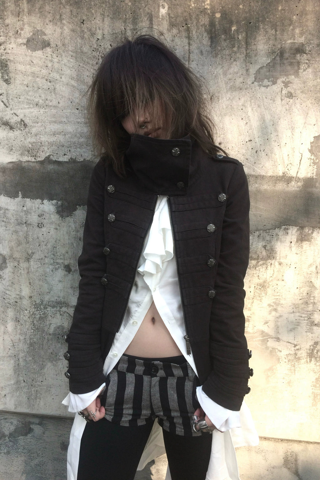 Imdelusion Napoleon Pile Collar Washed Heavy Slim Jacket