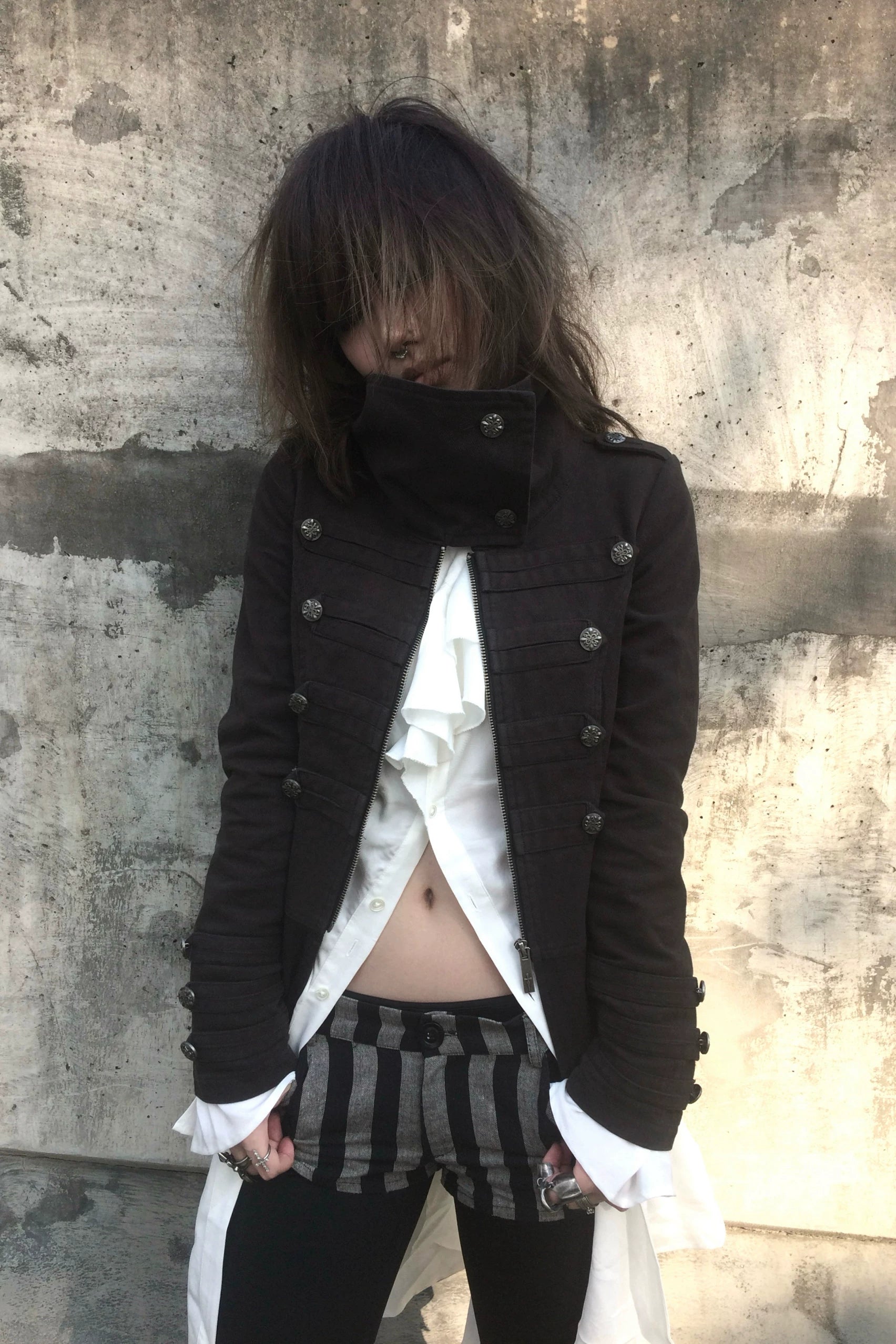 Imdelusion Napoleon Pile Collar Washed Heavy Slim Jacket