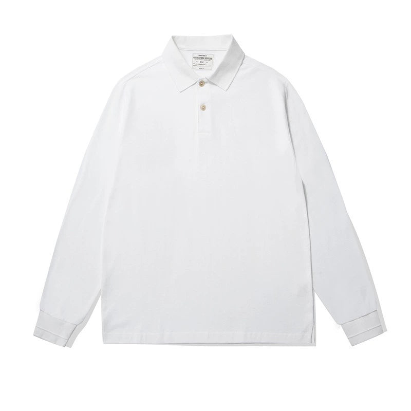 PrintAce Vintage Loose Lapel Long Sleeve POLO Shirt