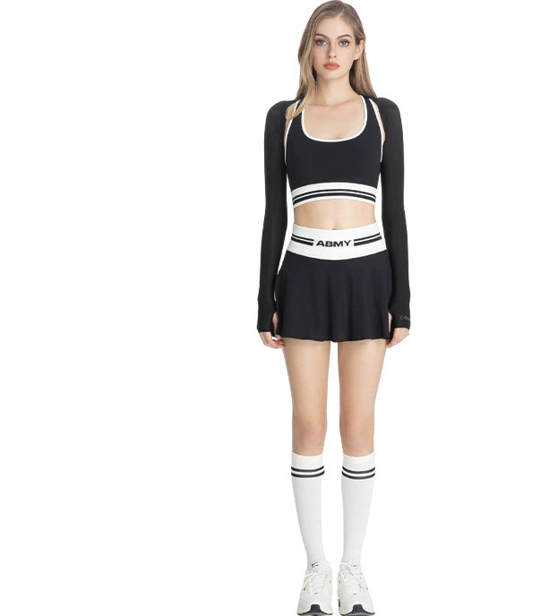 ABMY Sports Contrasting Pleated Short Skirt Pants