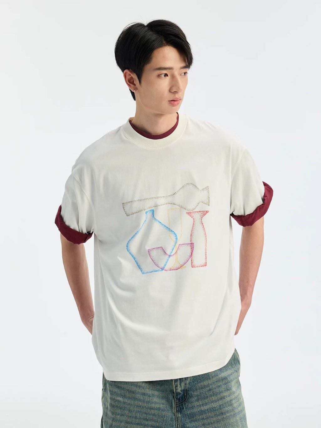 BUTTBILL Loose Gradual Change Casual Tee