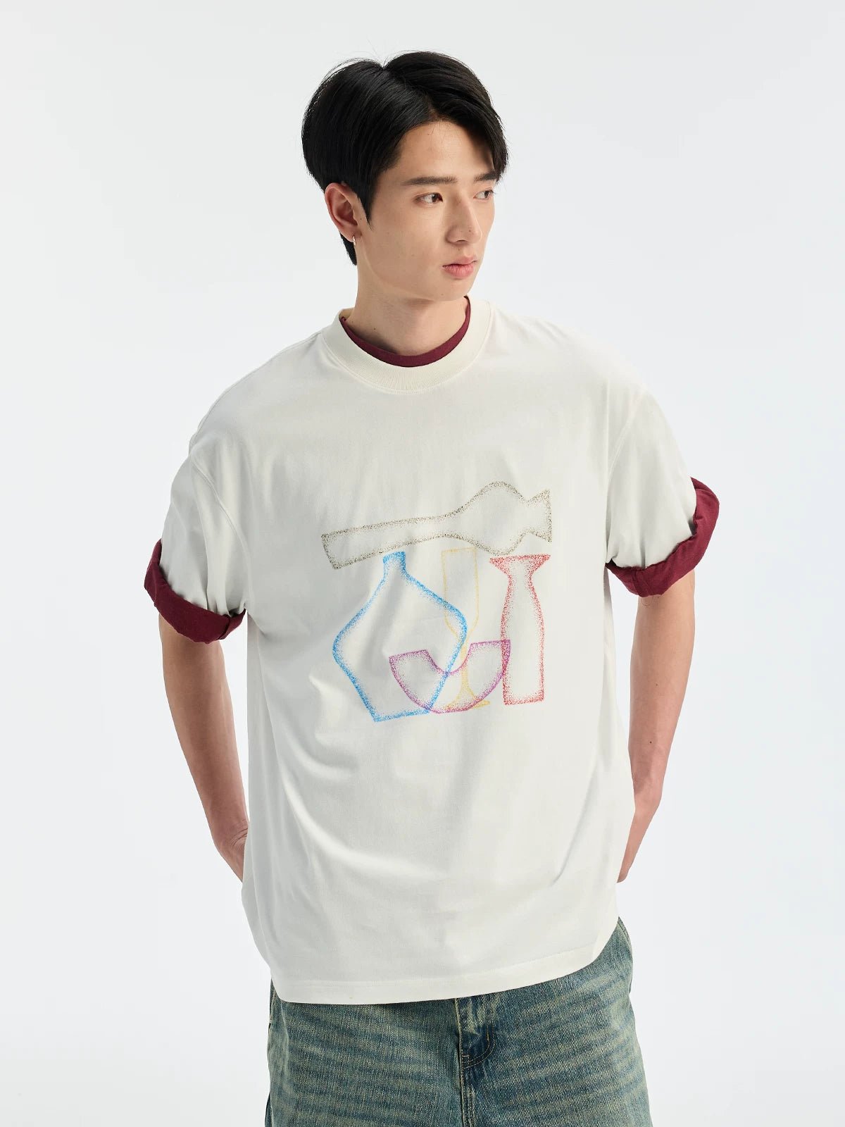 BUTTBILL Loose Gradual Change Casual Tee