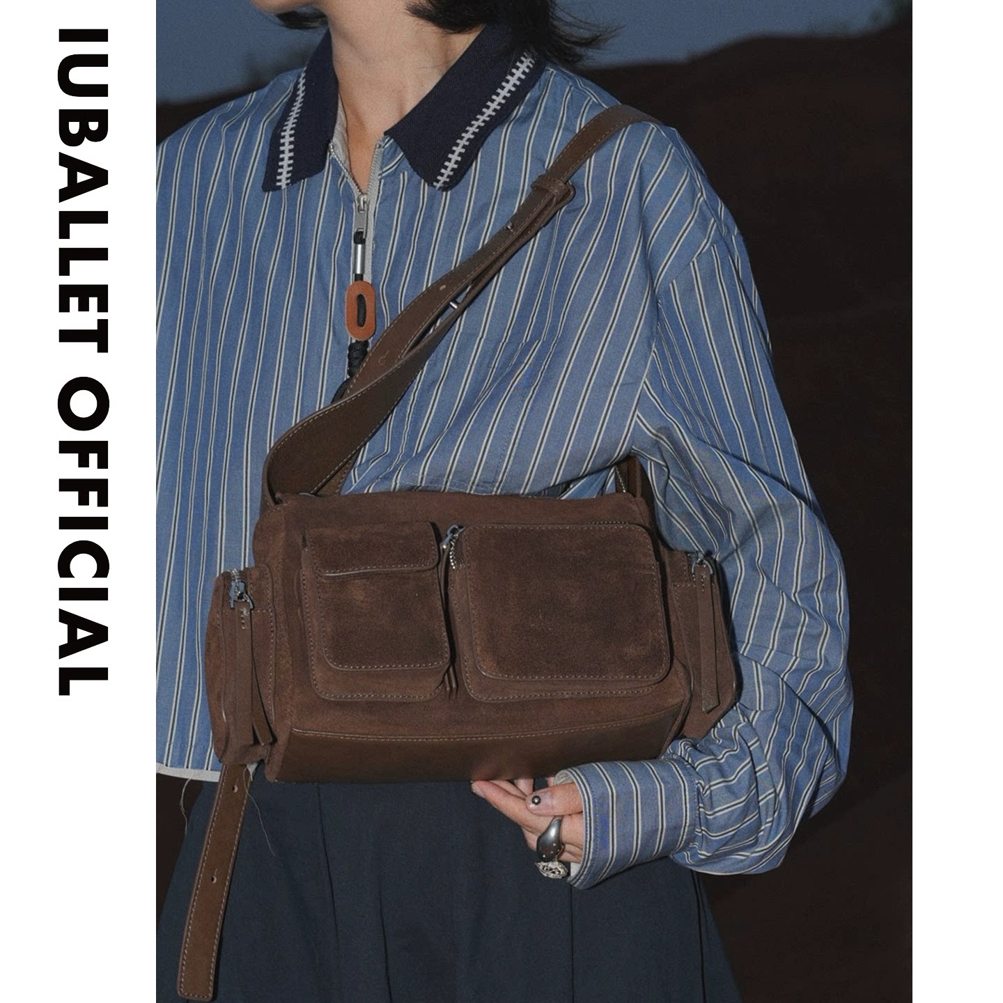 Iuballet Retro First Layer Cowhide Shoulder Armpit Bag
