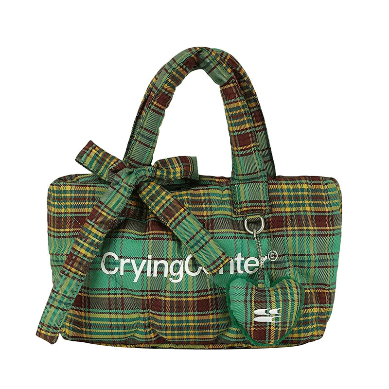 CryingCenter Vintage Checked Tote Bag
