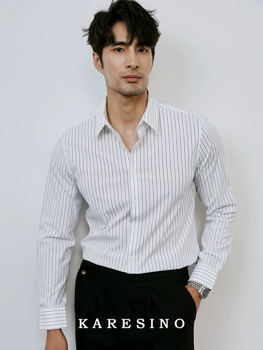 KARESINO Anti-wrinkle Slim-fit Striped Shirt