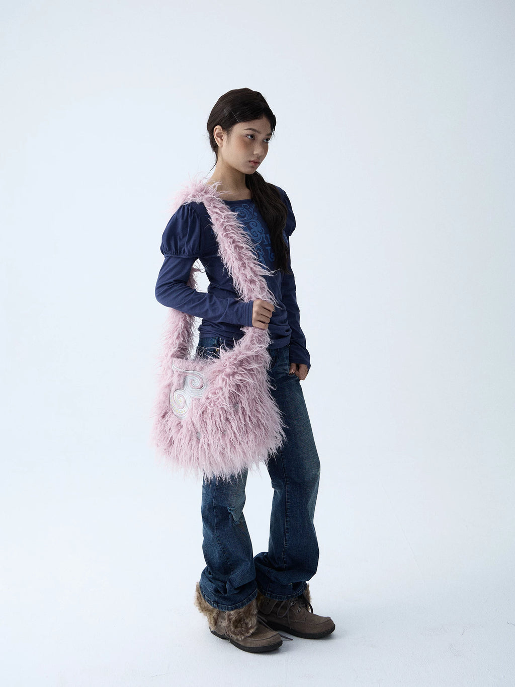 In Two Twos Fluffy Large Capacity Crossbody Shoulder Bag