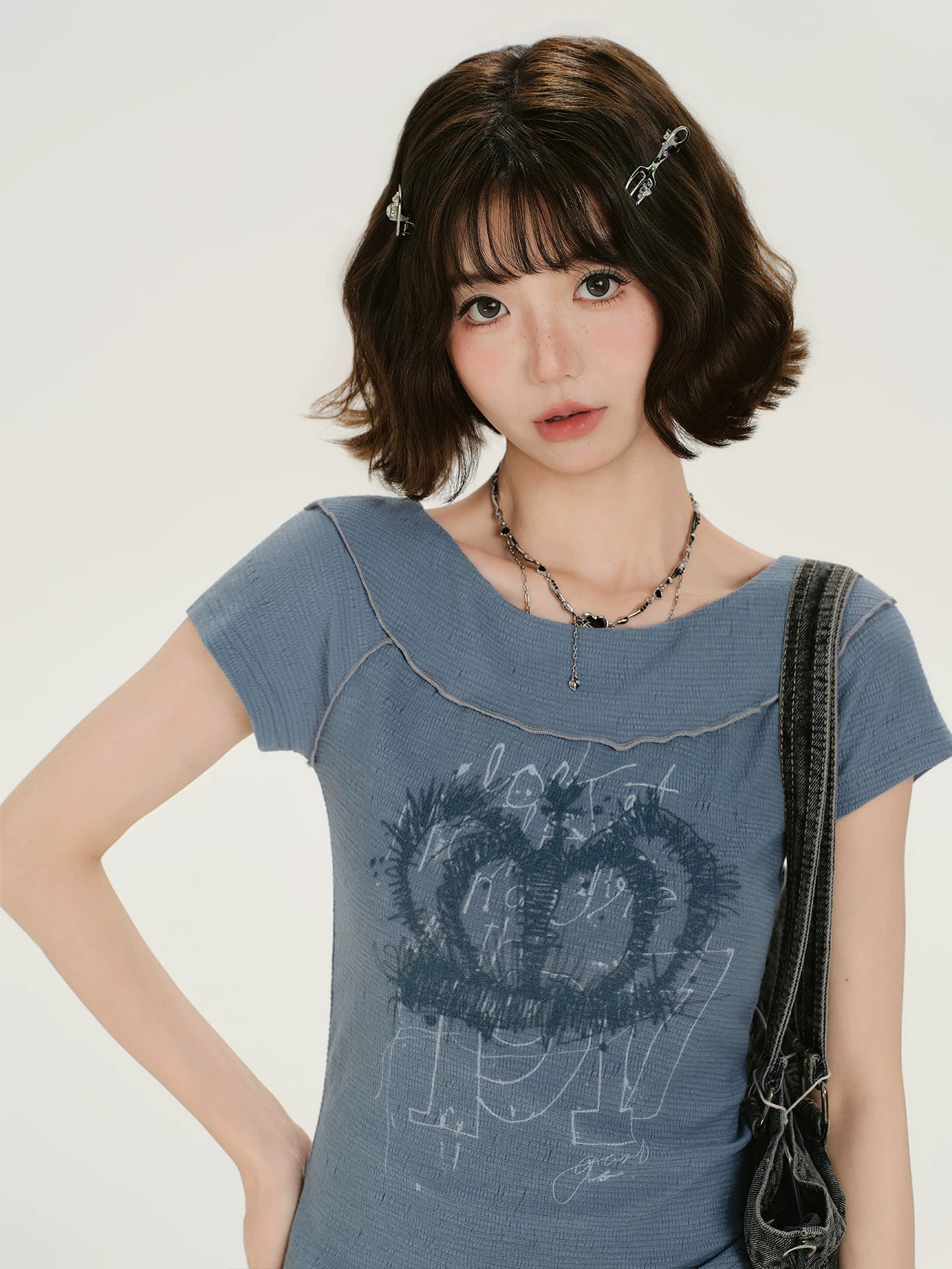 Girlyhalo Lapel Slim Short Tee