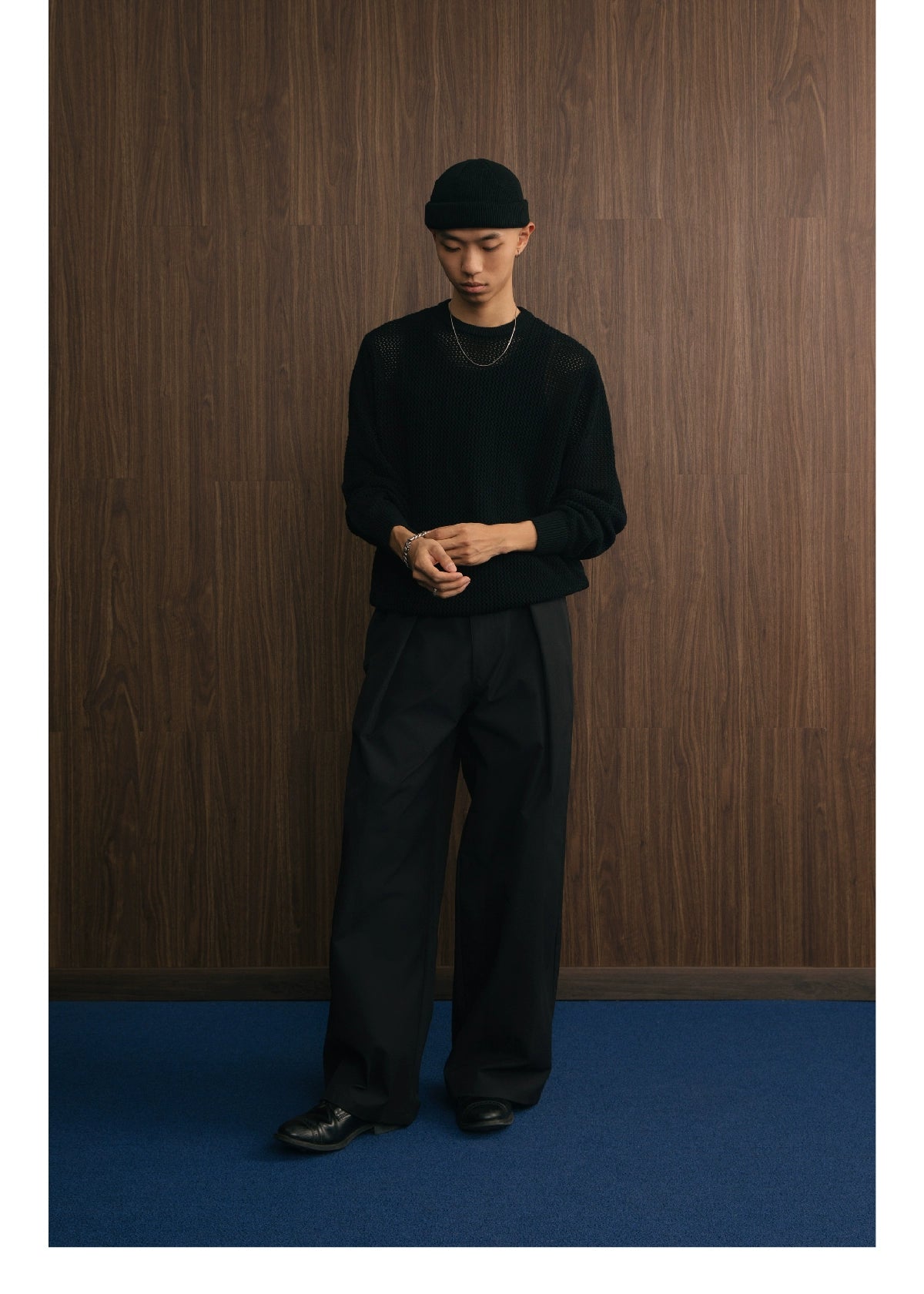 SUPERTOFU Ribbed Hem Hollow Knitted Sweater