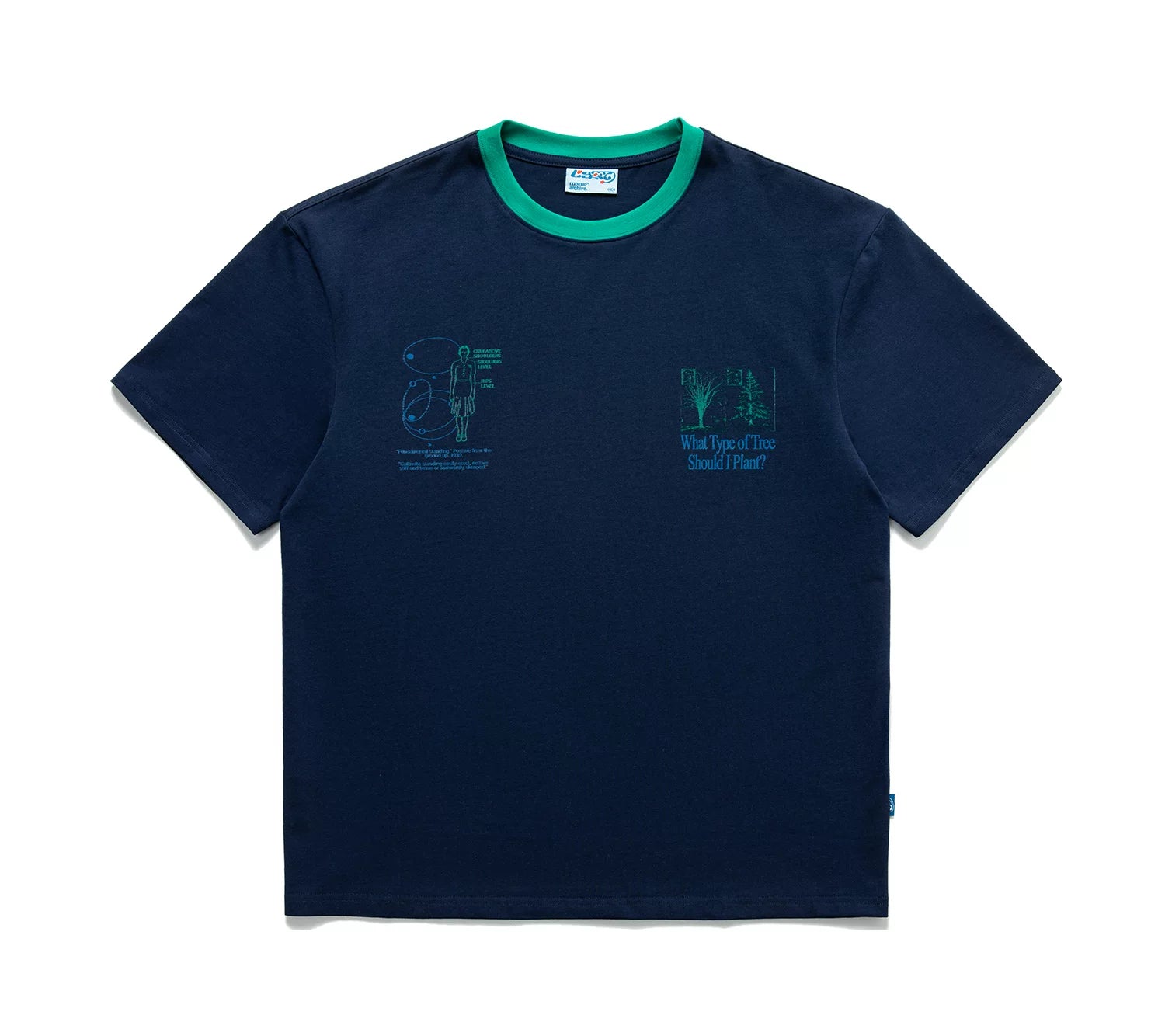 LUCKUP Retro Loose Contrasting Color Round Neck Tee