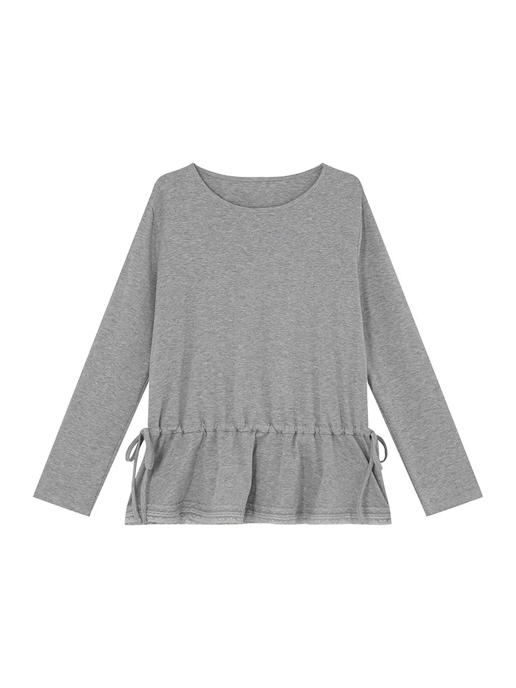 Kano Waist Strap Drawstring Loose Crew Neck Long Sleeves
