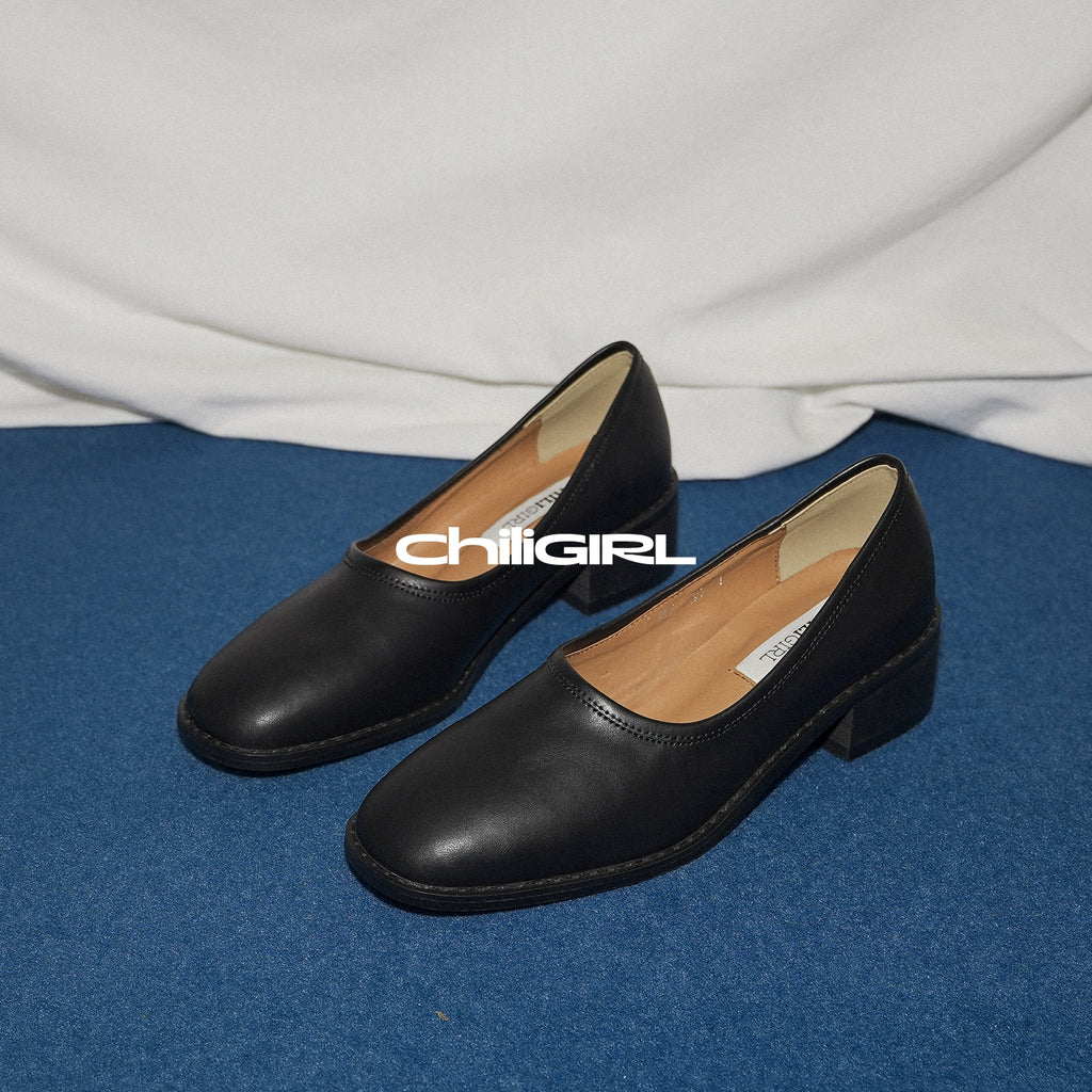 CHILIGIRL Retro Medium Heel Versatile One-pedal Shoes