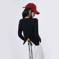 SAMUSAN Cross Halter Slim Lace Up Long Sleeve