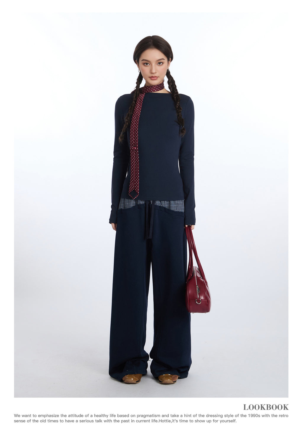HeyHenry Splicing Sports Wide Leg Sweatpants