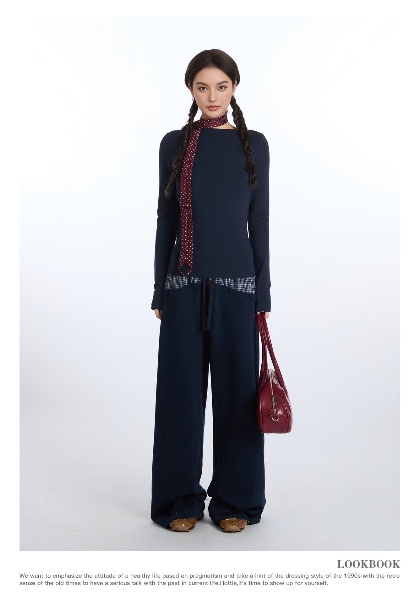 HeyHenry Splicing Sports Wide Leg Sweatpants