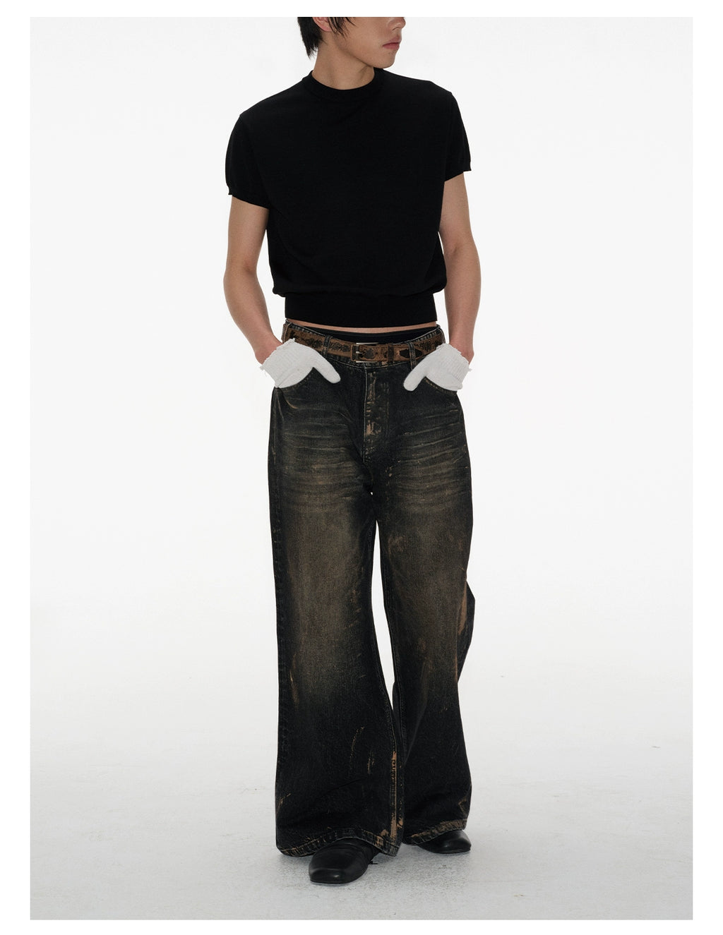 JCAESAR Ice Silk Slim-fitting Small Neckline Tee