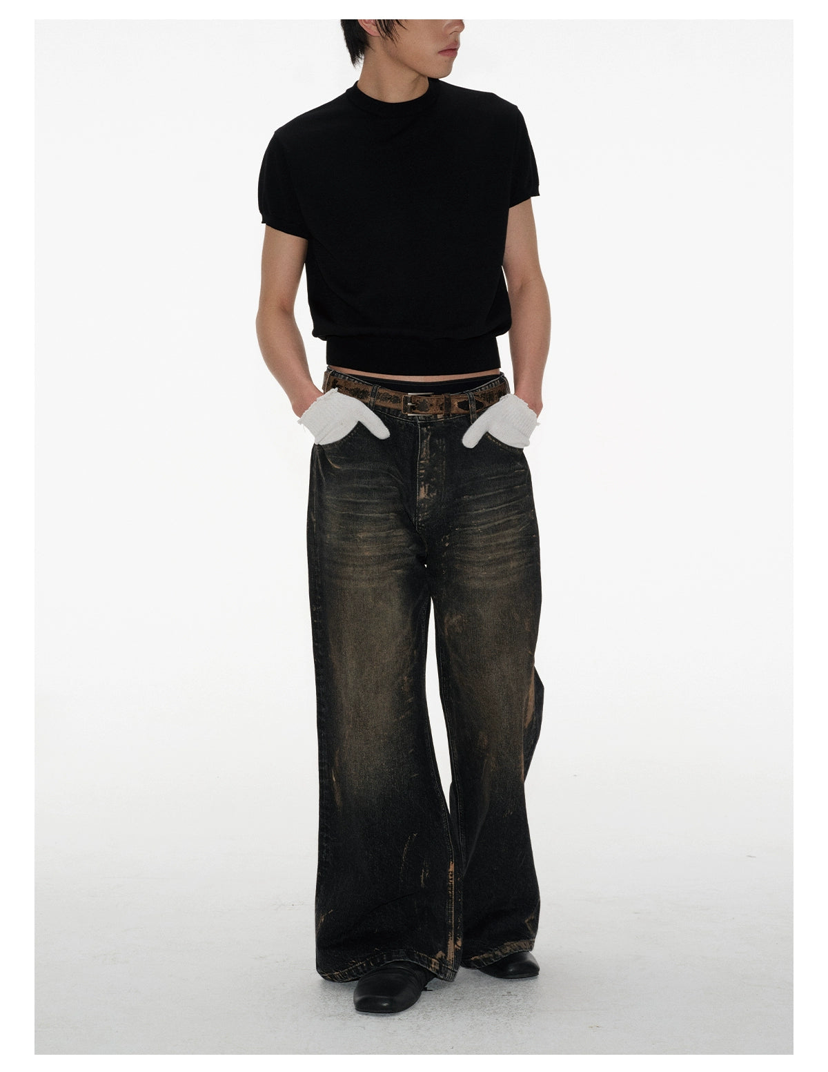 JCAESAR Ice Silk Slim-fitting Small Neckline Tee