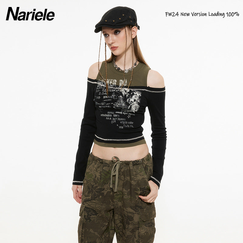 Nariele Babes Plaid Suspender Long Sleeve Top