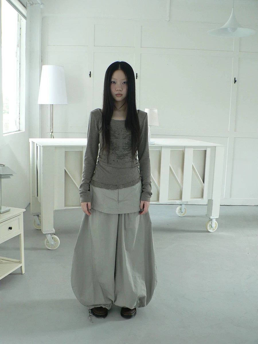 ANG: Project Fake Two-piece Splicing Stacked Wide-leg Loose Pants