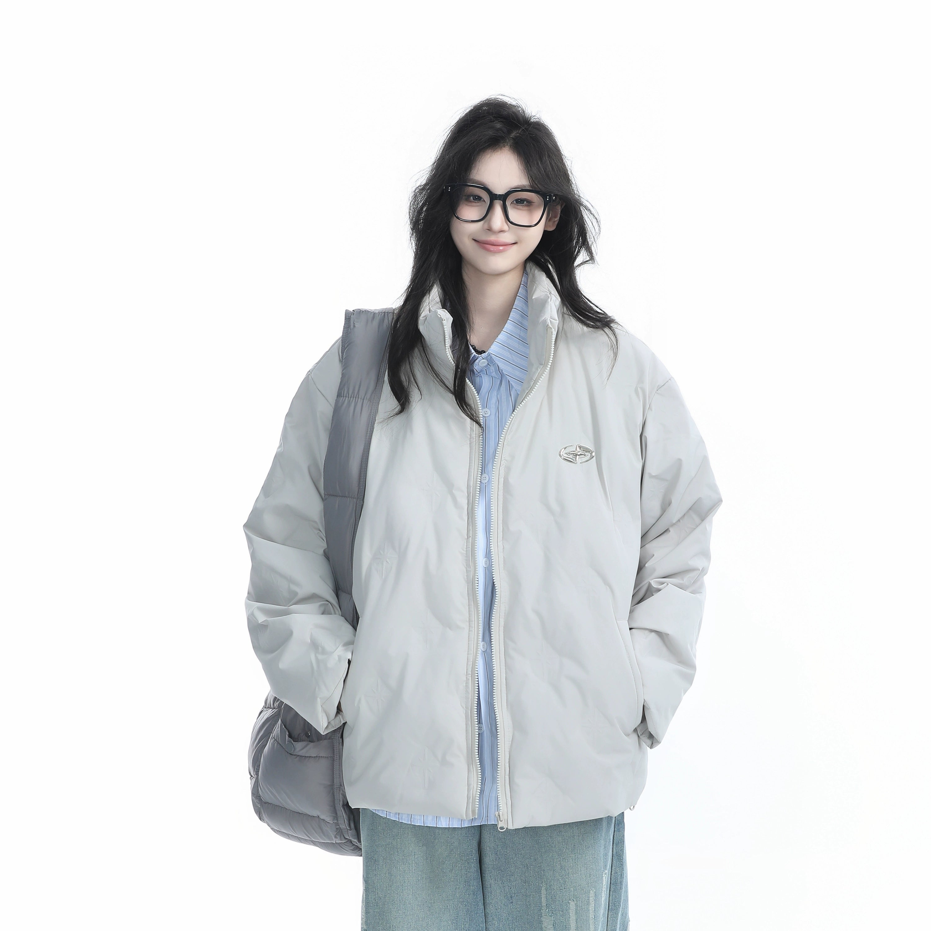 Zuocisankon Neutral Wind Stand-up Collar Thickened Cold-proof Jacket