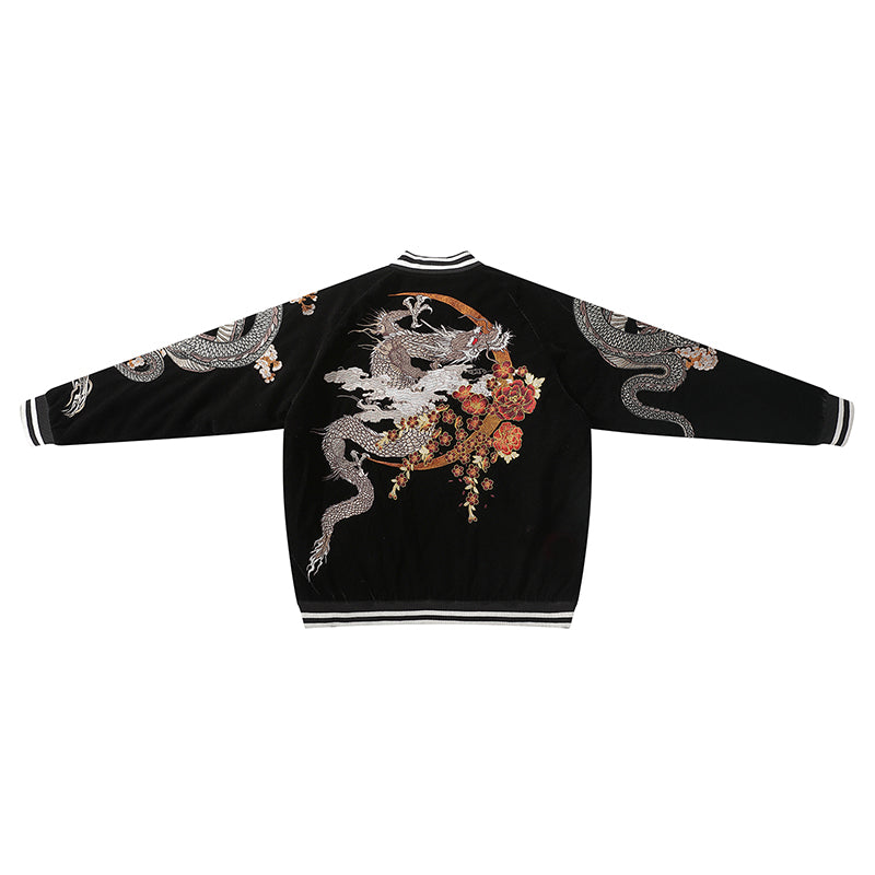 SKAJAN Yokosuka Embroidery Dragon Tiger baseball Jacket