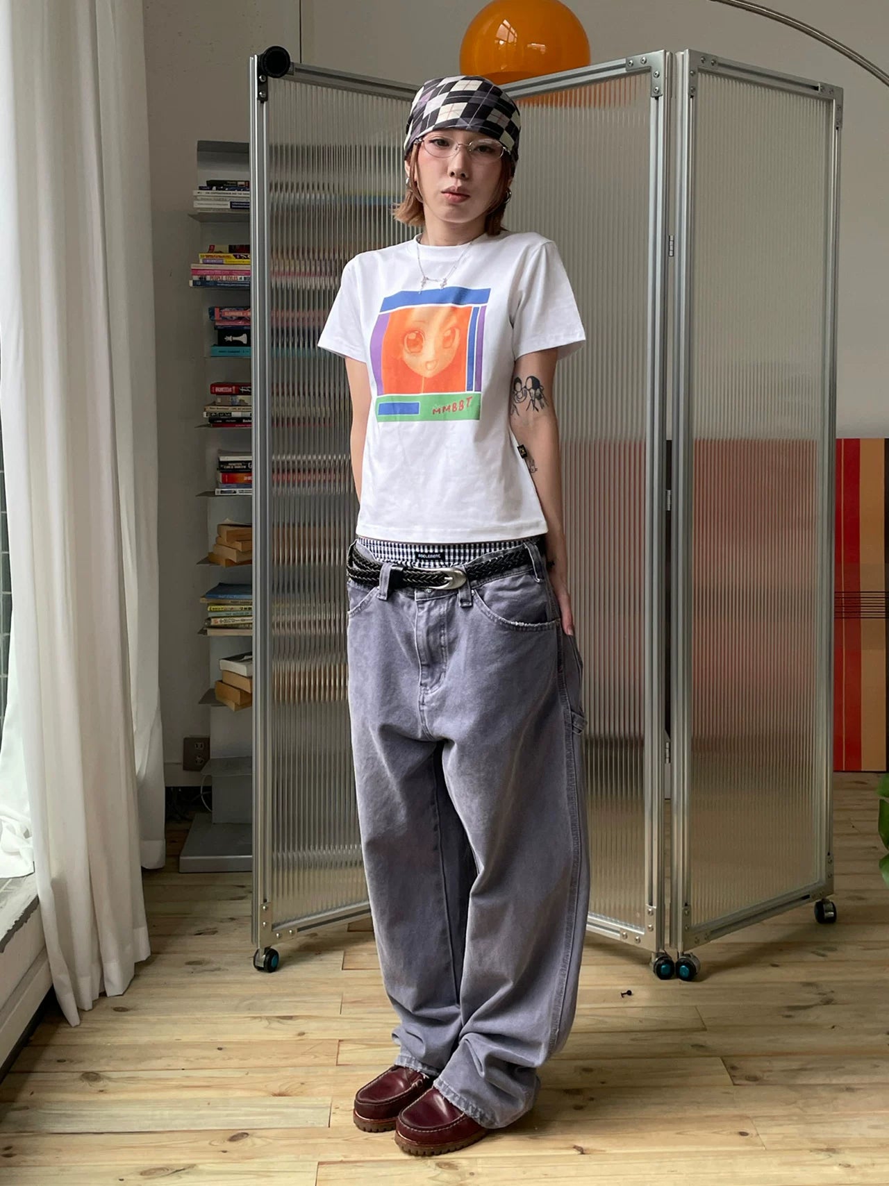 MMBBT Anime Girl Print Shoulder Skinny Casual Tee